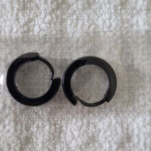 Unisex stainless steel black plated earrings